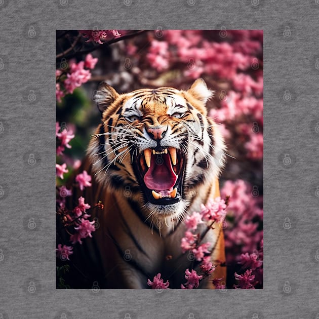 Floral Tiger roar 3 by Shibuz4.art